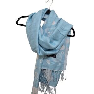 Pashmina Women Polka Dot Light Blue‎ Scarf Design in Italy Lightweight Wrap Size
